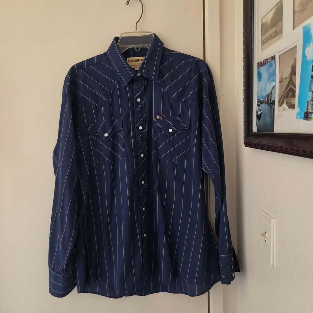 Cattleman Ely Western Pearl Snap Striped Shirt Size 16.5-35